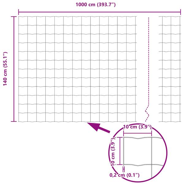 Grote foto vidaxl euro hek zilver 1.4 x 10 m warmverzinkt ijzer tuin en terras hekken en schuttingen