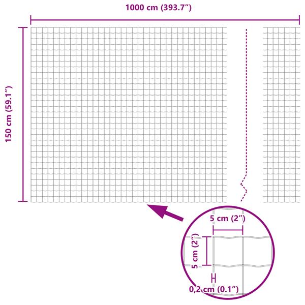 Grote foto vidaxl euro hek zilver 1.5 x 10 m warmverzinkt ijzer tuin en terras hekken en schuttingen