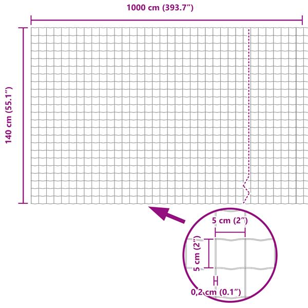 Grote foto vidaxl euro hek zilver 1.4 x 10 m warmverzinkt ijzer tuin en terras hekken en schuttingen