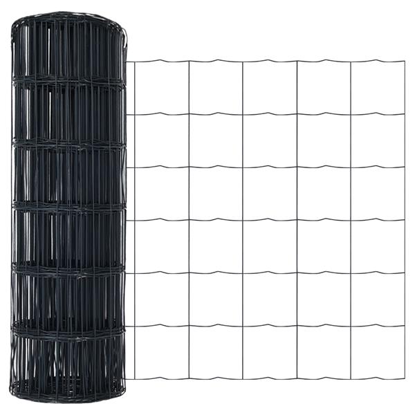 Grote foto vidaxl euro hek grijs 0.6 x 25 m pvc gecoat ijzer tuin en terras hekken en schuttingen