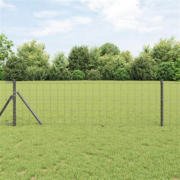 Grote foto vidaxl euro hek grijs 0.6 x 10 m pvc gecoat ijzer tuin en terras hekken en schuttingen