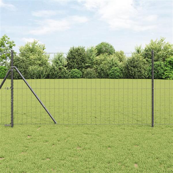 Grote foto vidaxl euro hek grijs 1.2 x 10 m pvc gecoat ijzer tuin en terras hekken en schuttingen