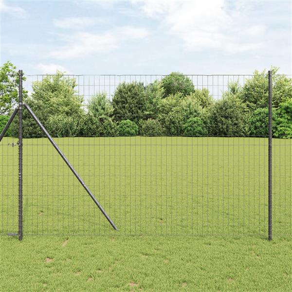 Grote foto vidaxl euro hek grijs 1.5 x 10 m pvc gecoat ijzer tuin en terras hekken en schuttingen