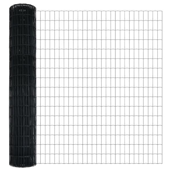 Grote foto vidaxl euro hek grijs 1.5 x 10 m pvc gecoat ijzer tuin en terras hekken en schuttingen
