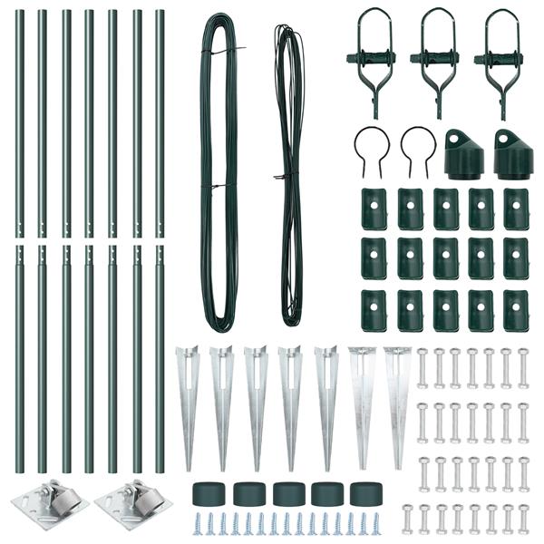 Grote foto vidaxl hekpalen 7 pcs groen 32mm 140 cm gegalvaniseerd staal tuin en terras overige tuin en terras