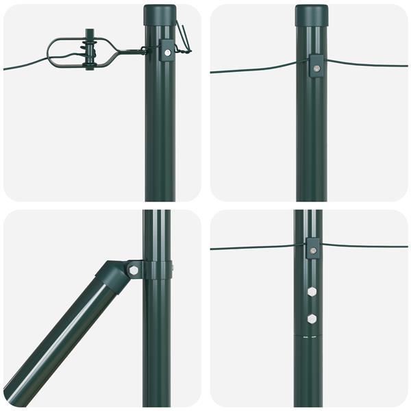 Grote foto vidaxl hekpalen 7 pcs groen 32mm 140 cm gegalvaniseerd staal tuin en terras overige tuin en terras