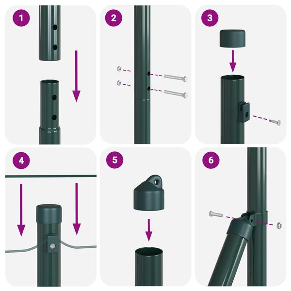 Grote foto vidaxl hekpalen 7 pcs groen 32mm 140 cm gegalvaniseerd staal tuin en terras overige tuin en terras