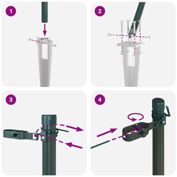 Grote foto vidaxl hekpalen 7 pcs groen 32mm 140 cm gegalvaniseerd staal tuin en terras overige tuin en terras