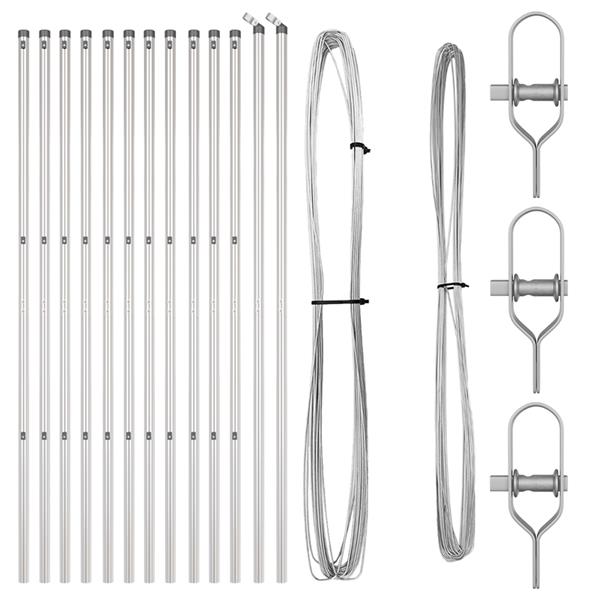 Grote foto vidaxl hekpalen 13 pcs zilver 32mm 210 cm gegalvaniseerd staal tuin en terras overige tuin en terras