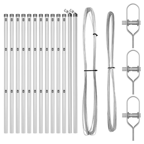 Grote foto vidaxl hekpalen 13 pcs zilver 32mm 80 cm gegalvaniseerd staal tuin en terras overige tuin en terras