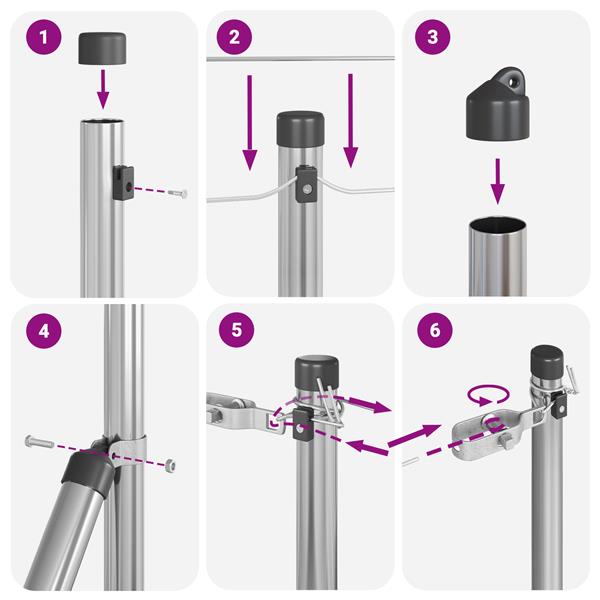 Grote foto vidaxl hekpalen 13 pcs zilver 32mm 80 cm gegalvaniseerd staal tuin en terras overige tuin en terras