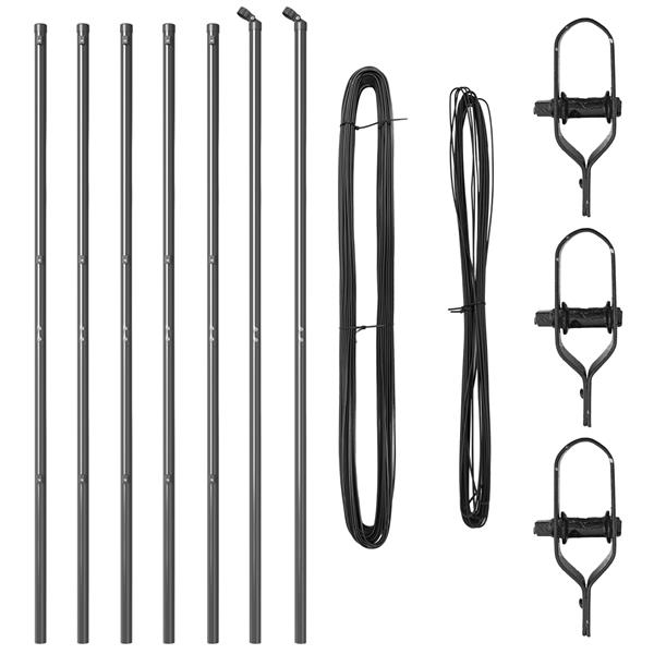 Grote foto vidaxl hekpalen 7 pcs grijs 32mm 210 cm gegalvaniseerd staal tuin en terras overige tuin en terras