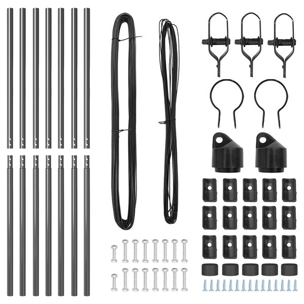Grote foto vidaxl hekpalen 7 pcs grijs 32mm 210 cm gegalvaniseerd staal tuin en terras overige tuin en terras