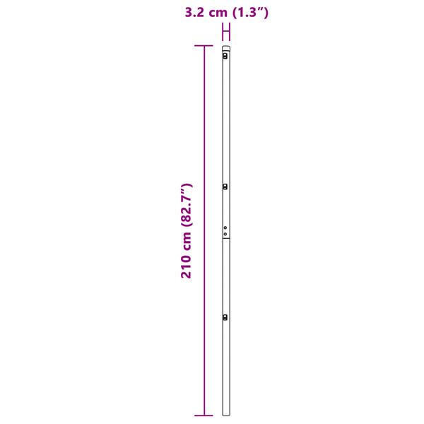 Grote foto vidaxl hekpalen 7 pcs grijs 32mm 210 cm gegalvaniseerd staal tuin en terras overige tuin en terras