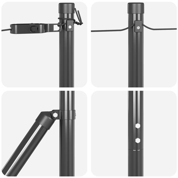 Grote foto vidaxl hekpalen 7 pcs grijs 32mm 210 cm gegalvaniseerd staal tuin en terras overige tuin en terras