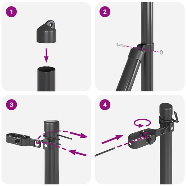 Grote foto vidaxl hekpalen 7 pcs grijs 32mm 210 cm gegalvaniseerd staal tuin en terras overige tuin en terras