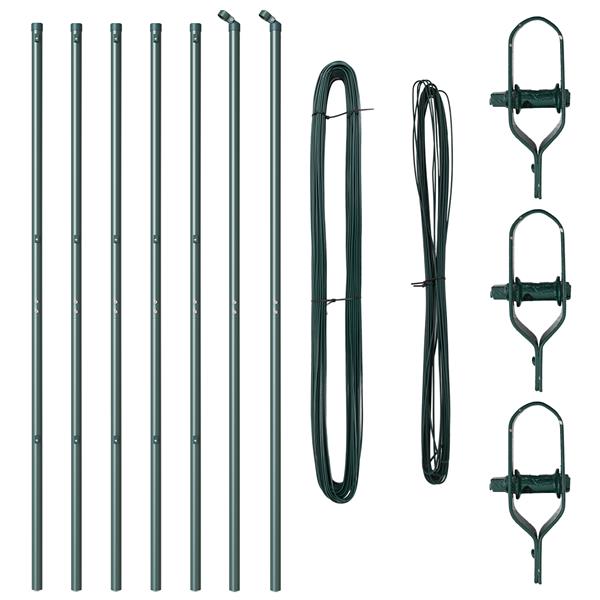 Grote foto vidaxl hekpalen 7 pcs groen 32mm 150 cm gegalvaniseerd staal tuin en terras overige tuin en terras