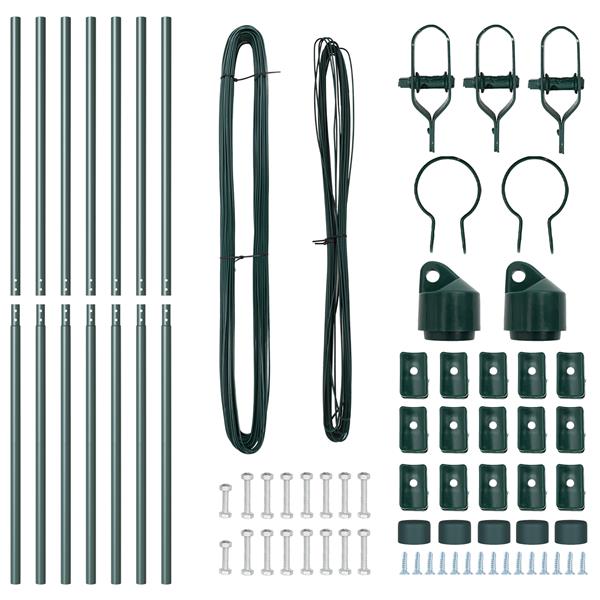 Grote foto vidaxl hekpalen 7 pcs groen 32mm 150 cm gegalvaniseerd staal tuin en terras overige tuin en terras