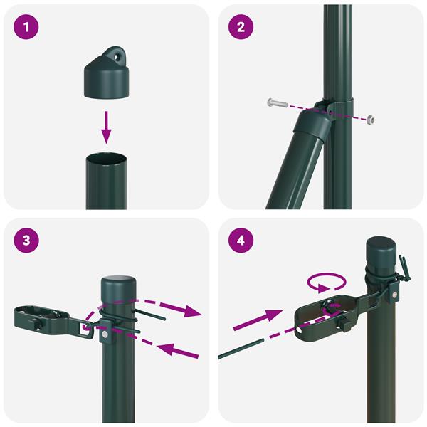 Grote foto vidaxl hekpalen 7 pcs groen 32mm 150 cm gegalvaniseerd staal tuin en terras overige tuin en terras