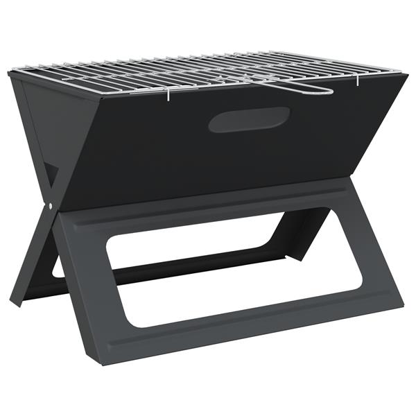 Grote foto vidaxl buiten grill zwart 46 x 30 x 31 cm staal tuin en terras buitenkeukens