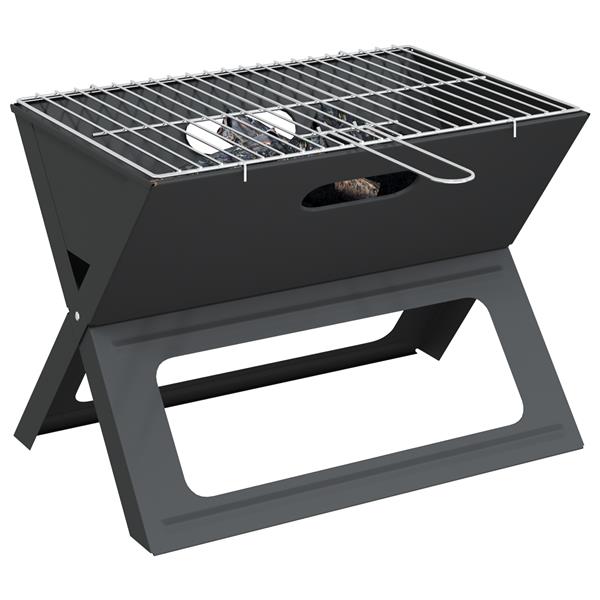 Grote foto vidaxl buiten grill zwart 46 x 30 x 31 cm staal tuin en terras buitenkeukens