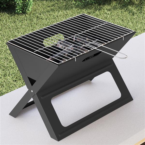 Grote foto vidaxl buiten grill zwart 46 x 30 x 31 cm staal tuin en terras buitenkeukens