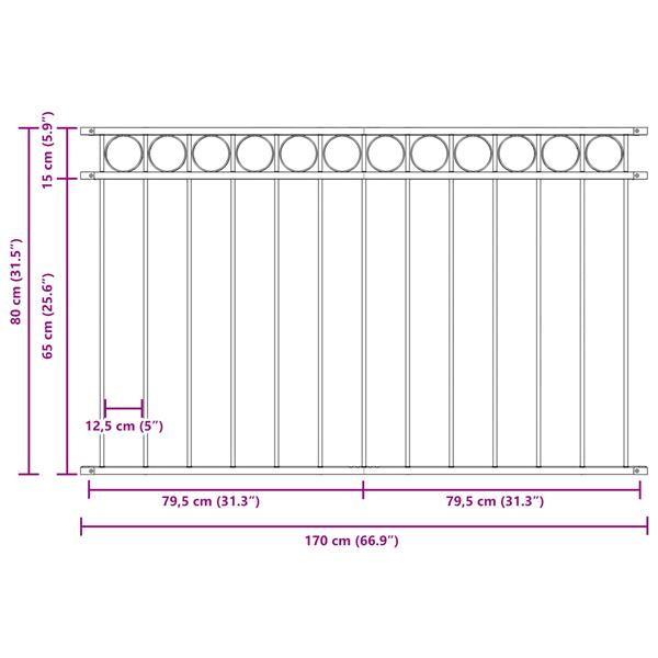 Grote foto vidaxl tuin hek grijs staal tuin en terras hekken en schuttingen