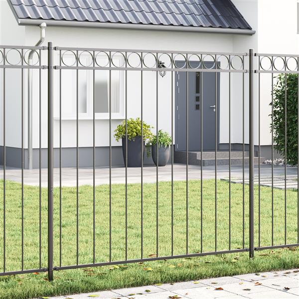 Grote foto vidaxl tuin hek grijs staal tuin en terras hekken en schuttingen