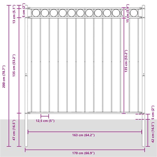Grote foto vidaxl tuin hek grijs staal tuin en terras hekken en schuttingen