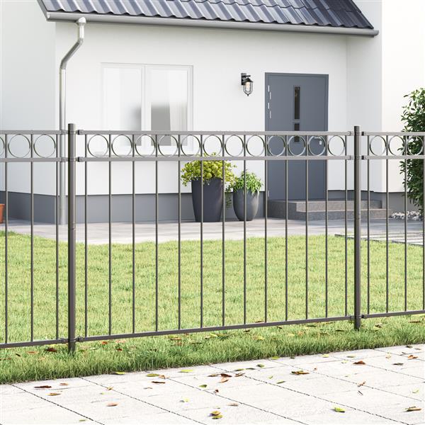 Grote foto vidaxl tuin hek grijs staal tuin en terras hekken en schuttingen