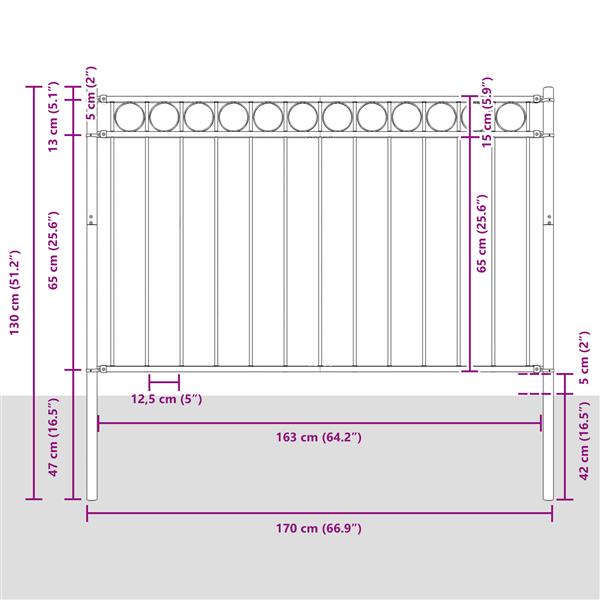 Grote foto vidaxl tuin hek grijs staal tuin en terras hekken en schuttingen