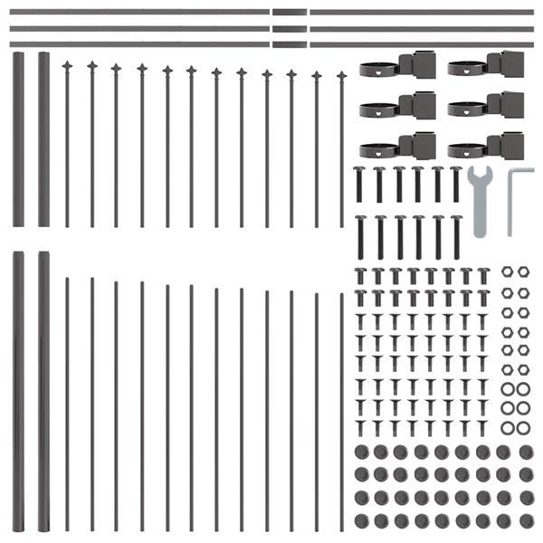 Grote foto vidaxl tuin hek grijs 170 x 175 cm gepoedercoat staal tuin en terras hekken en schuttingen