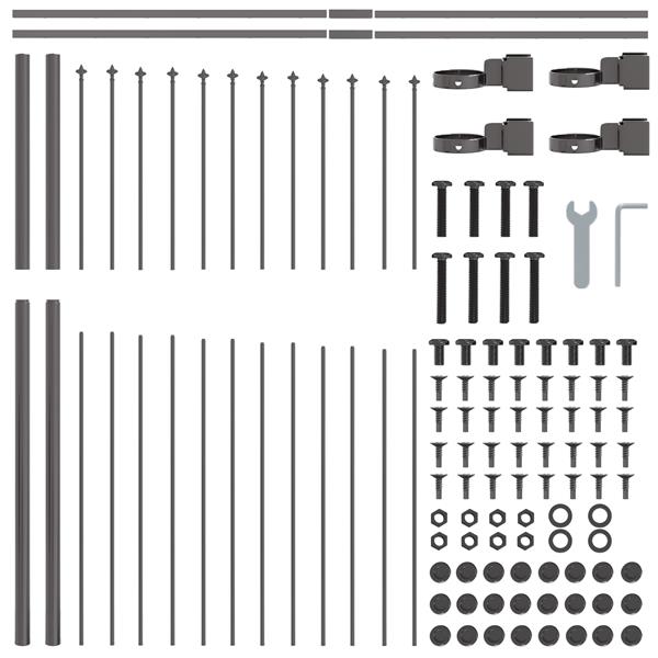 Grote foto vidaxl tuin hek grijs 170 x 150 cm gepoedercoat staal tuin en terras hekken en schuttingen