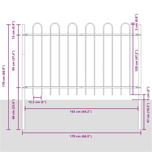 Grote foto vidaxl tuin hek wit 1.7 x 1.2 m poedergecoat staal tuin en terras hekken en schuttingen