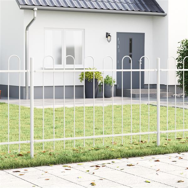 Grote foto vidaxl tuin hek wit 1.7 x 0.8 m poedergecoat staal tuin en terras hekken en schuttingen