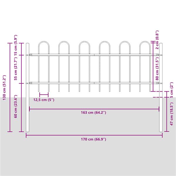 Grote foto vidaxl tuin hek wit 1.7 x 0.8 m poedergecoat staal tuin en terras hekken en schuttingen