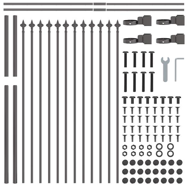Grote foto vidaxl tuin hek grijs 1.7 x 0.8 m poedergecoat staal tuin en terras hekken en schuttingen