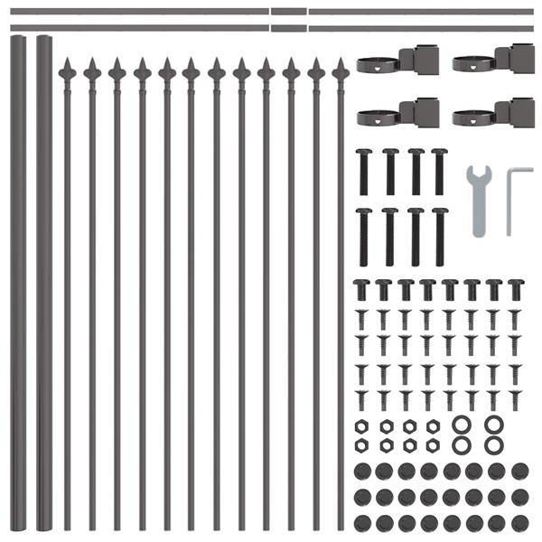 Grote foto vidaxl tuin hek grijs 1.7 x 0.6 m poedergecoat staal tuin en terras hekken en schuttingen