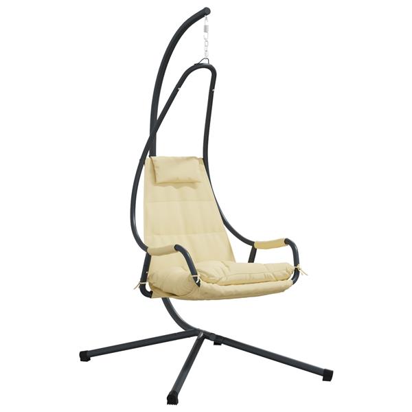 Grote foto vidaxl hangende ei stoel beige 94 x 107 x 196.5 cm staal tuin en terras tuinmeubelen