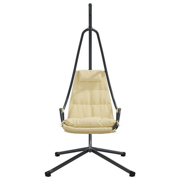 Grote foto vidaxl hangende ei stoel beige 94 x 107 x 196.5 cm staal tuin en terras tuinmeubelen
