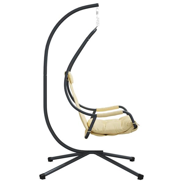 Grote foto vidaxl hangende ei stoel beige 94 x 107 x 196.5 cm staal tuin en terras tuinmeubelen
