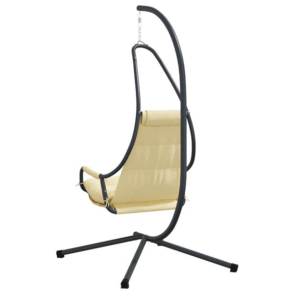 Grote foto vidaxl hangende ei stoel beige 94 x 107 x 196.5 cm staal tuin en terras tuinmeubelen
