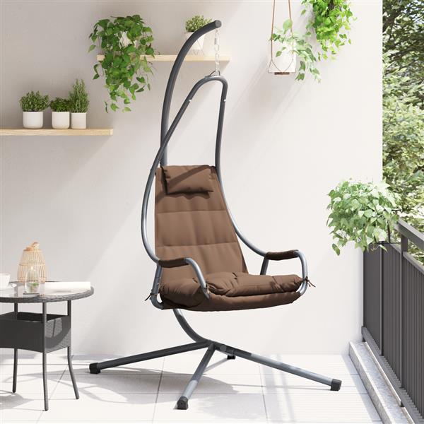 Grote foto vidaxl hangende ei stoel koffiebruin 94 x 107 x 196.5 cm staal tuin en terras tuinmeubelen