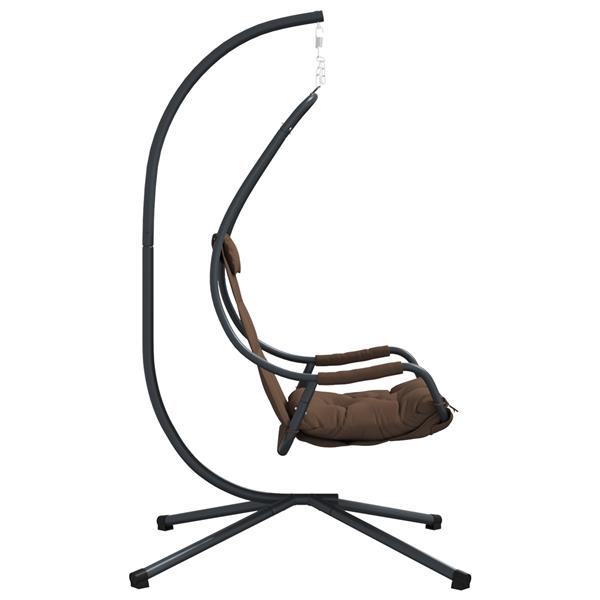 Grote foto vidaxl hangende ei stoel koffiebruin 94 x 107 x 196.5 cm staal tuin en terras tuinmeubelen