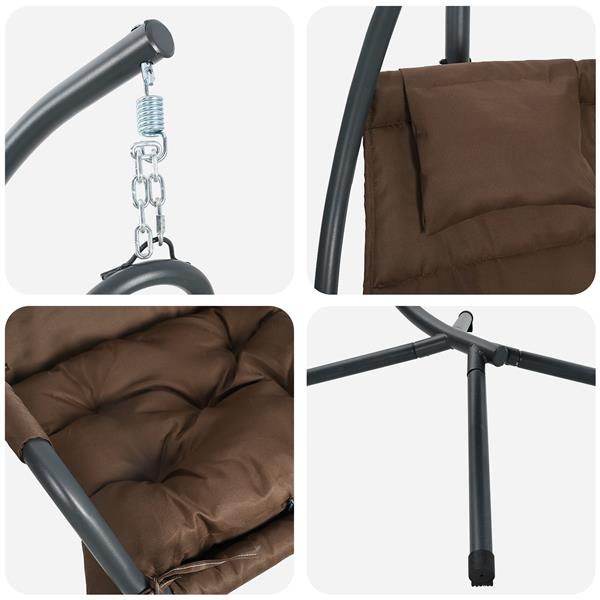 Grote foto vidaxl hangende ei stoel koffiebruin 94 x 107 x 196.5 cm staal tuin en terras tuinmeubelen