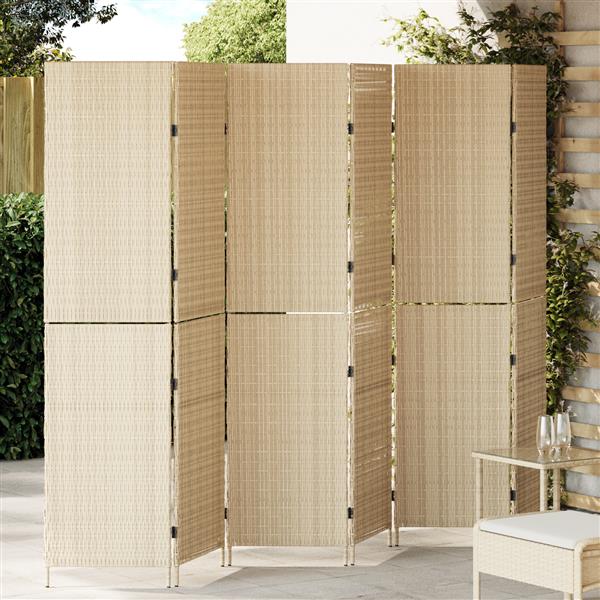 Grote foto vidaxl kamerscherm beige 292 x 180 cm poly rattan huis en inrichting overige huis en inrichting