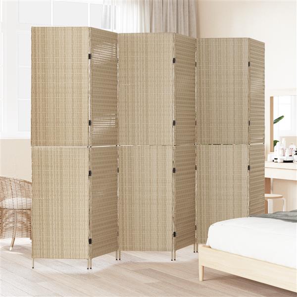 Grote foto vidaxl kamerscherm beige 292 x 180 cm poly rattan huis en inrichting overige huis en inrichting