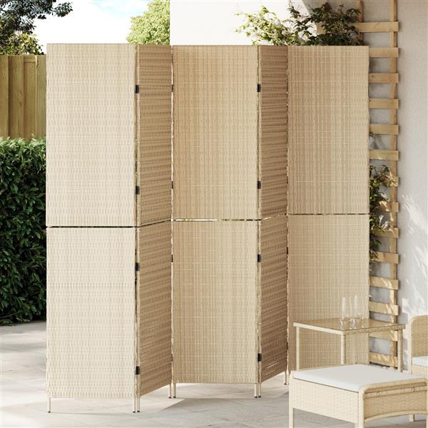 Grote foto vidaxl kamerscherm beige 242 x 180 cm poly rattan huis en inrichting overige huis en inrichting