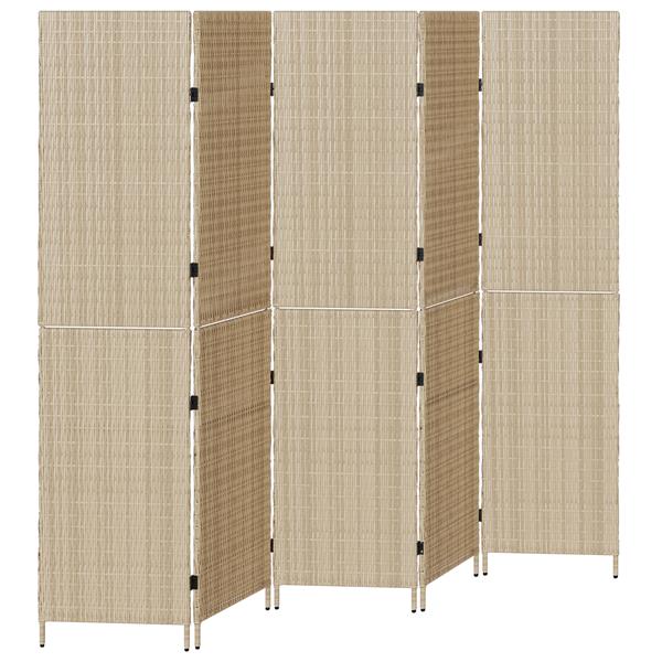 Grote foto vidaxl kamerscherm beige 242 x 180 cm poly rattan huis en inrichting overige huis en inrichting