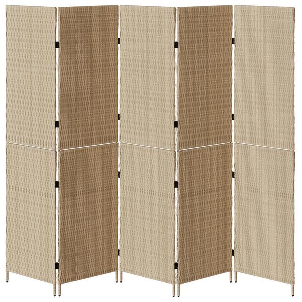 Grote foto vidaxl kamerscherm beige 242 x 180 cm poly rattan huis en inrichting overige huis en inrichting